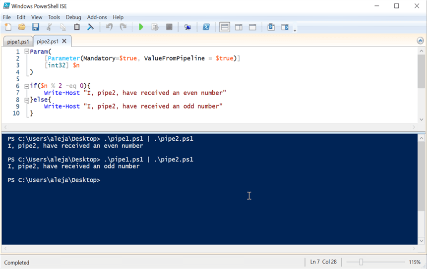 powershell commands and output