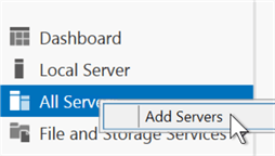 This is the left side navigation menu of the Server Manager application.