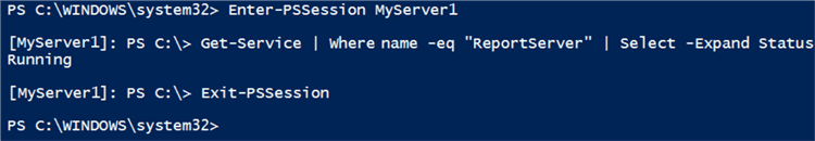This PowerShell command line output shows that the process is shifted to the target server and then shifted back at the end.