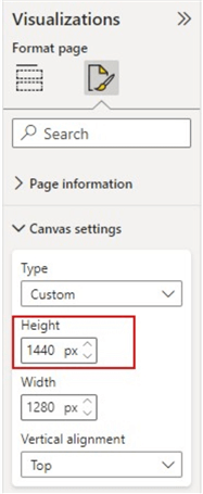 Increasing the Height of the Canvas Settings in Format section.