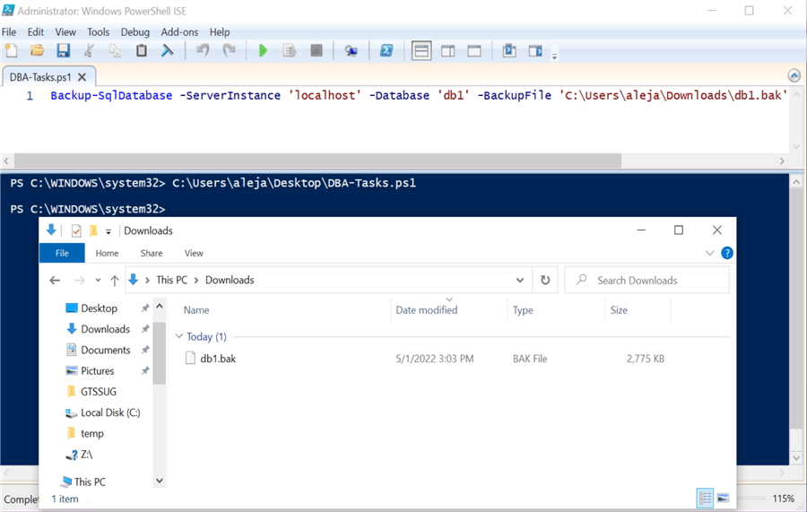 powershell query and results