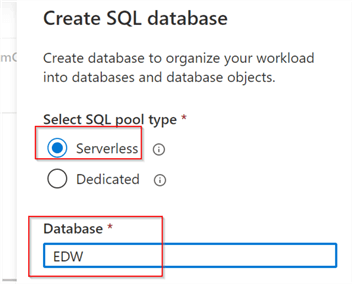 create sql database