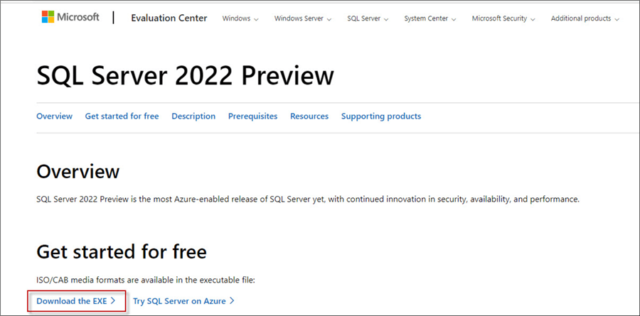 SQL Server 2022 Preview download