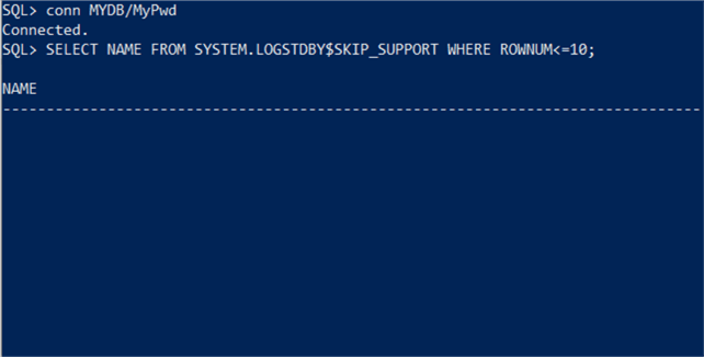 select from system logstdby$skip_support