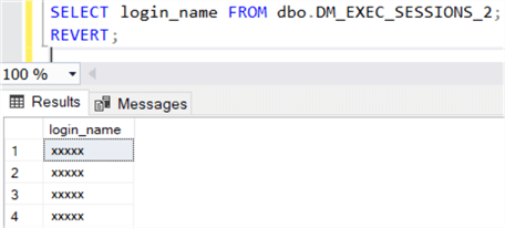 select login name from dm_exec_sessions_2 masked