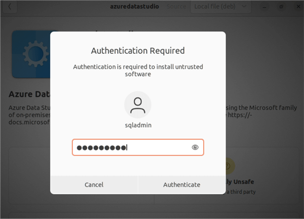 enter authentication info for ads install
