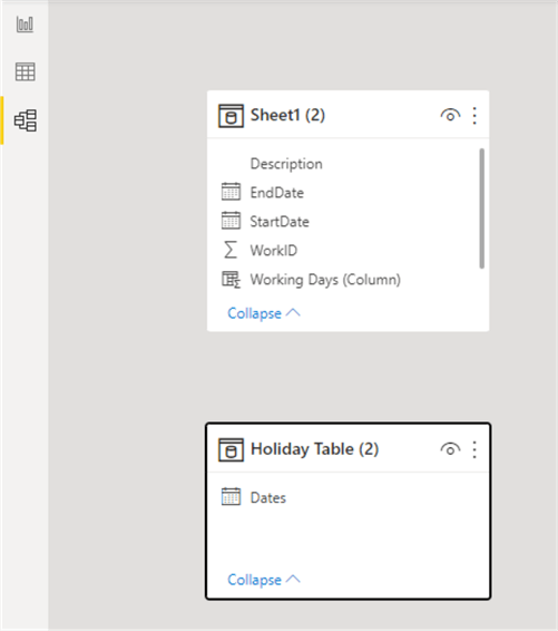 Data model for calculating working days in Power BI
