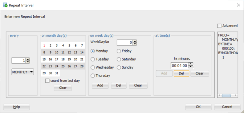 Oracle Scheduler Repeat Interval