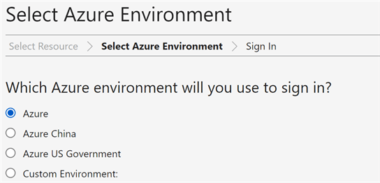 This image shows on Azure option to select