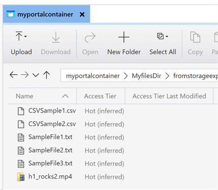 This image shows post files uploaded screen in storage explorer