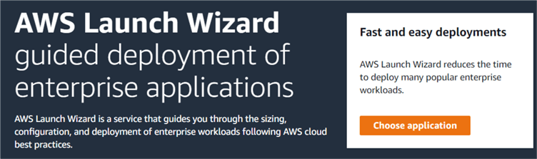 AWS Launch Wizard landing page