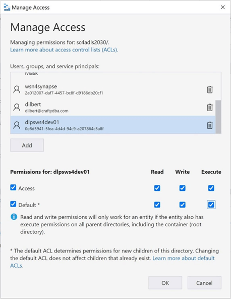 ADF - Script Activity - Use azure storage explorer to change ACL rights on container.