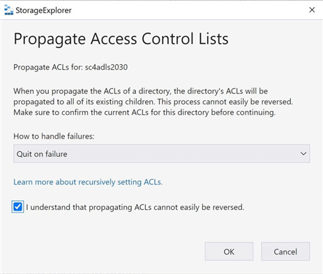 ADF - Script Activity - Use azure storage explorer to propagate container ACLs to folders and files. 