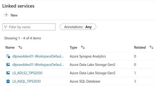 ADF - Script Activity - Review linked services in Azure Synapse.