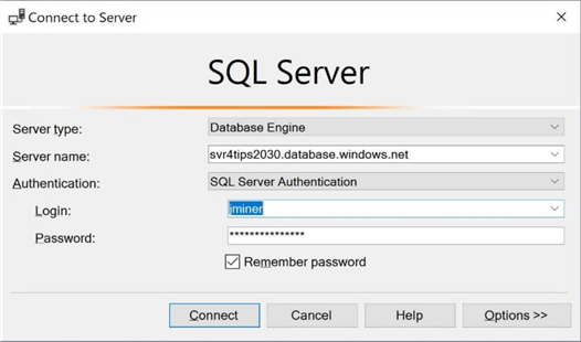 ADF - Script Activity - Connect to Azure SQL database using SSMS.