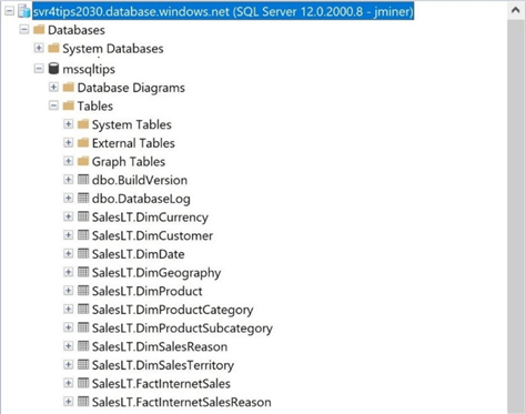 ADF - Script Activity - The screen shot shows the new objects in the database.