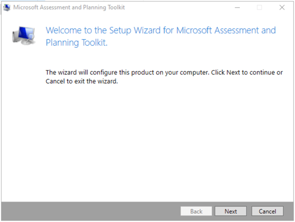 Setup Wizard for Microsoft Assessment and Planning Toolkit