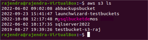 Create bucket named mysqlbucketdemos