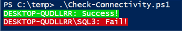 Script to connect to each SQL Server instance - failed attempt