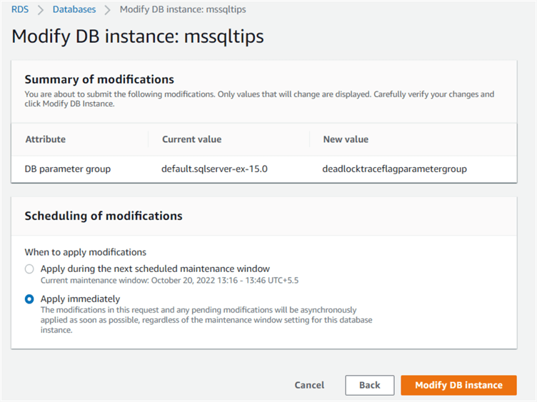 Modify DB instance: mssqltips