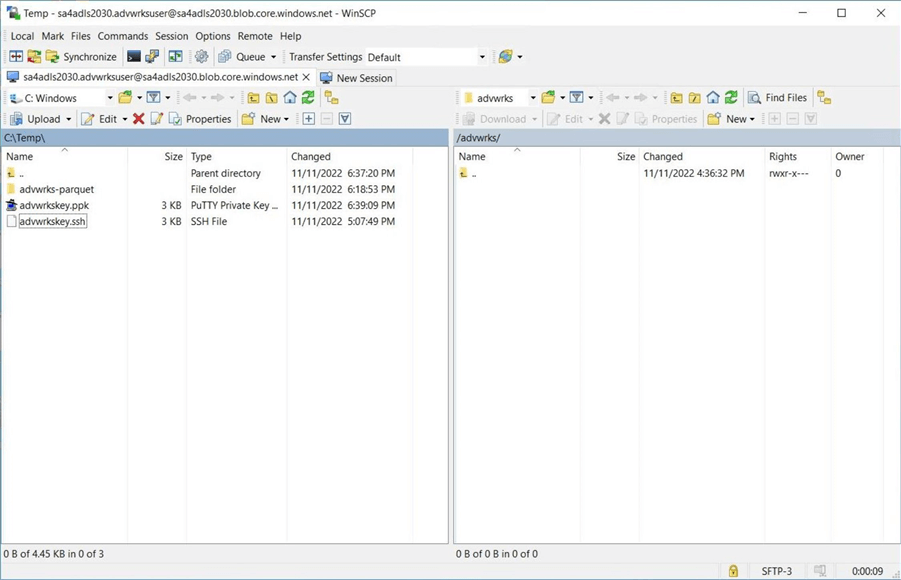 SFTP protocol for ABS - Open connection to remote site.