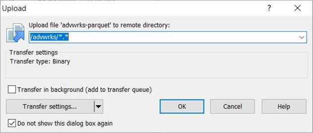 SFTP protocol for ABS - Drag folder to start transfer.