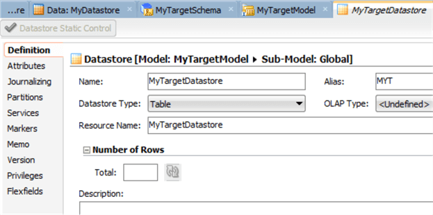 Target Datastore Definition