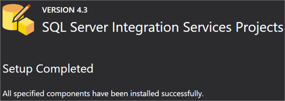 SQL Server Integration Services Projects Setup Completed