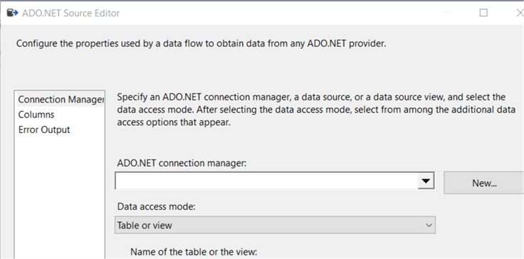 ADO.NET connection manager