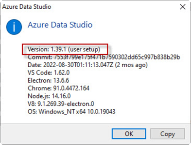 Azure Data Studio version