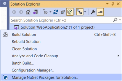 Manage NuGet packages for solution