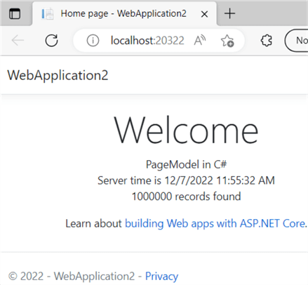 web application home page