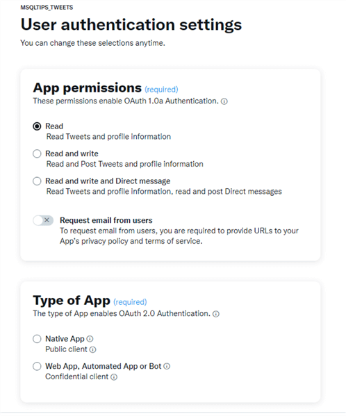 User authentication settings permissions