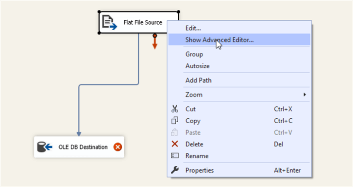Opening the  source advanced editor