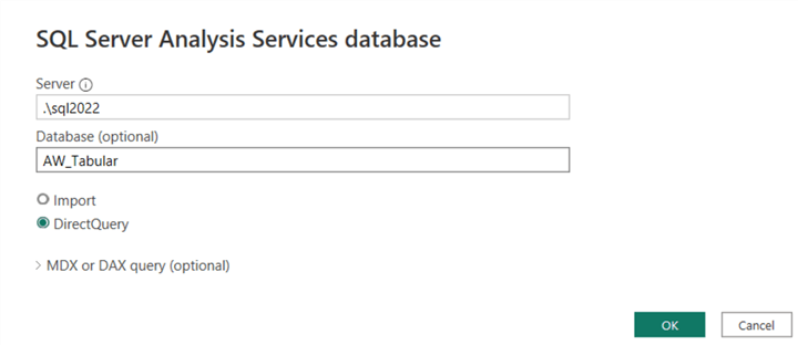 connect to ssas 2022 with directquery