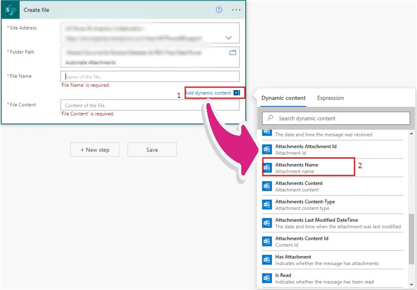 Adding a file name to a create a file to SharePoint action&#xA;