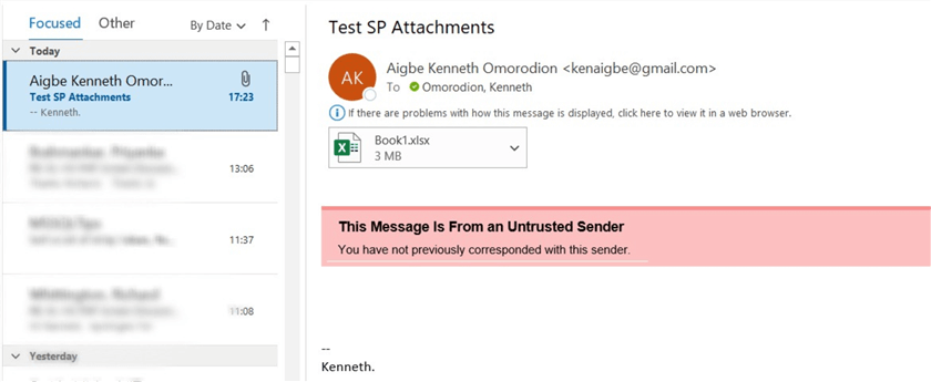 Image showing attachment email in outlook inbox