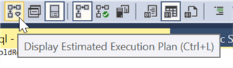 This screenshot shows where to find the button for displaying an estimated execution plan.
