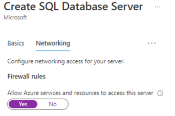 allow azure services and resources access to this server