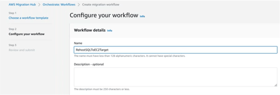 Configure workflow, Name