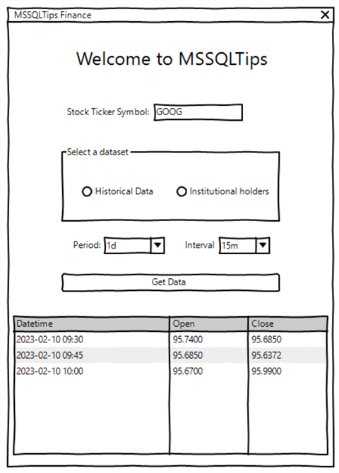 Figure 1 Basic GUI design for the desktop application