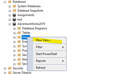 Object Explorer | Views | New View...