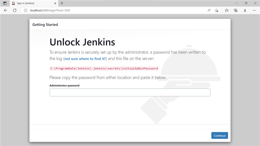 Jenkins Sign In - administrator password
