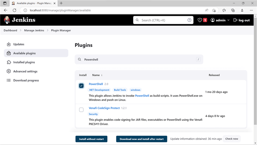 Jenkins - Available plugins