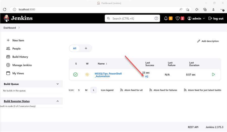 Jenkins dashboard last run info