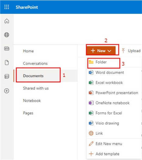 Simple steps to create a folder in SharePoint