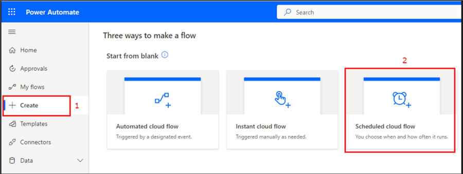 Steps to create a Scheduled cloud flow in Power Automate