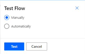 Snapshot showing Test Flow window to test the Power Automate flow