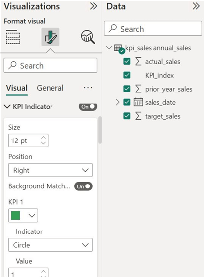 KPI Indicator editing 