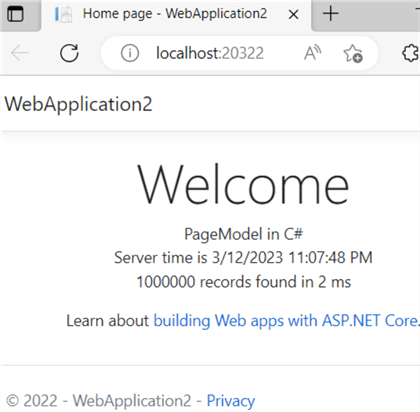 WebApplications2 - refreshed page load